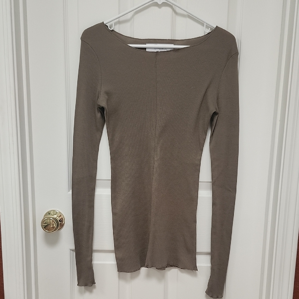 Green Ribbed Form Fitting Mini Dress or Long Top